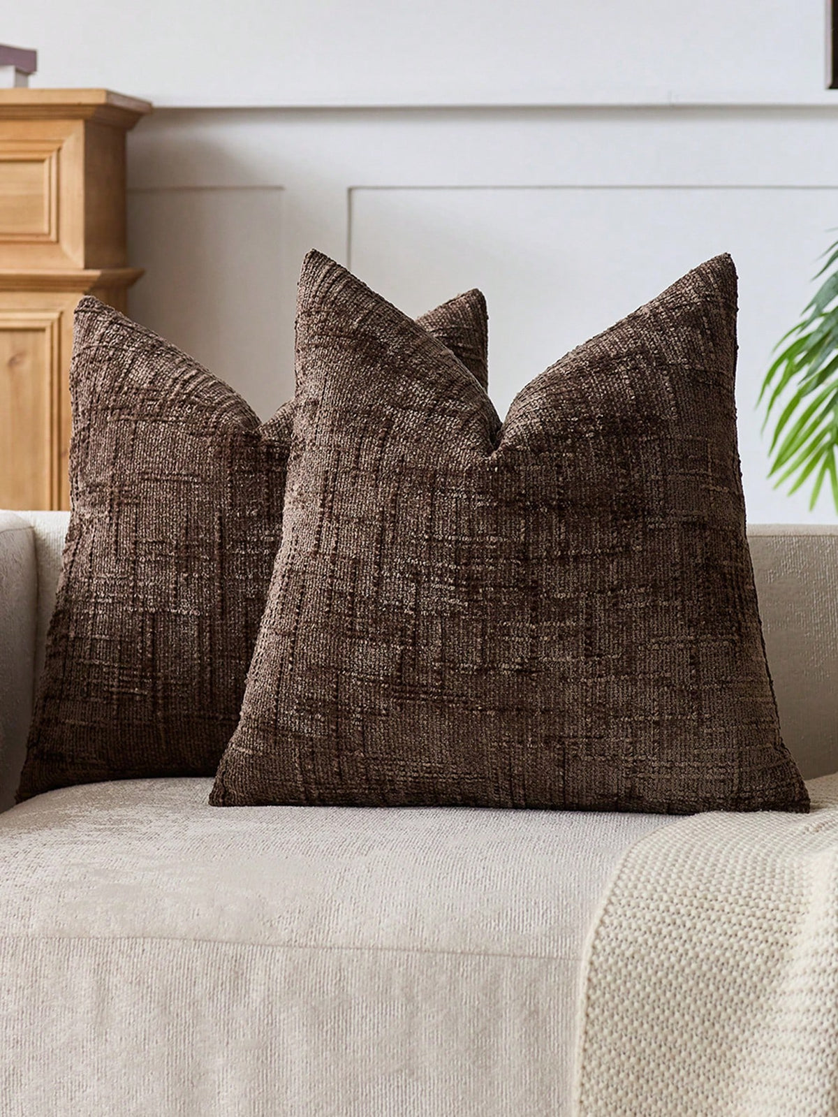 Chenille kussenhoezen Koffie