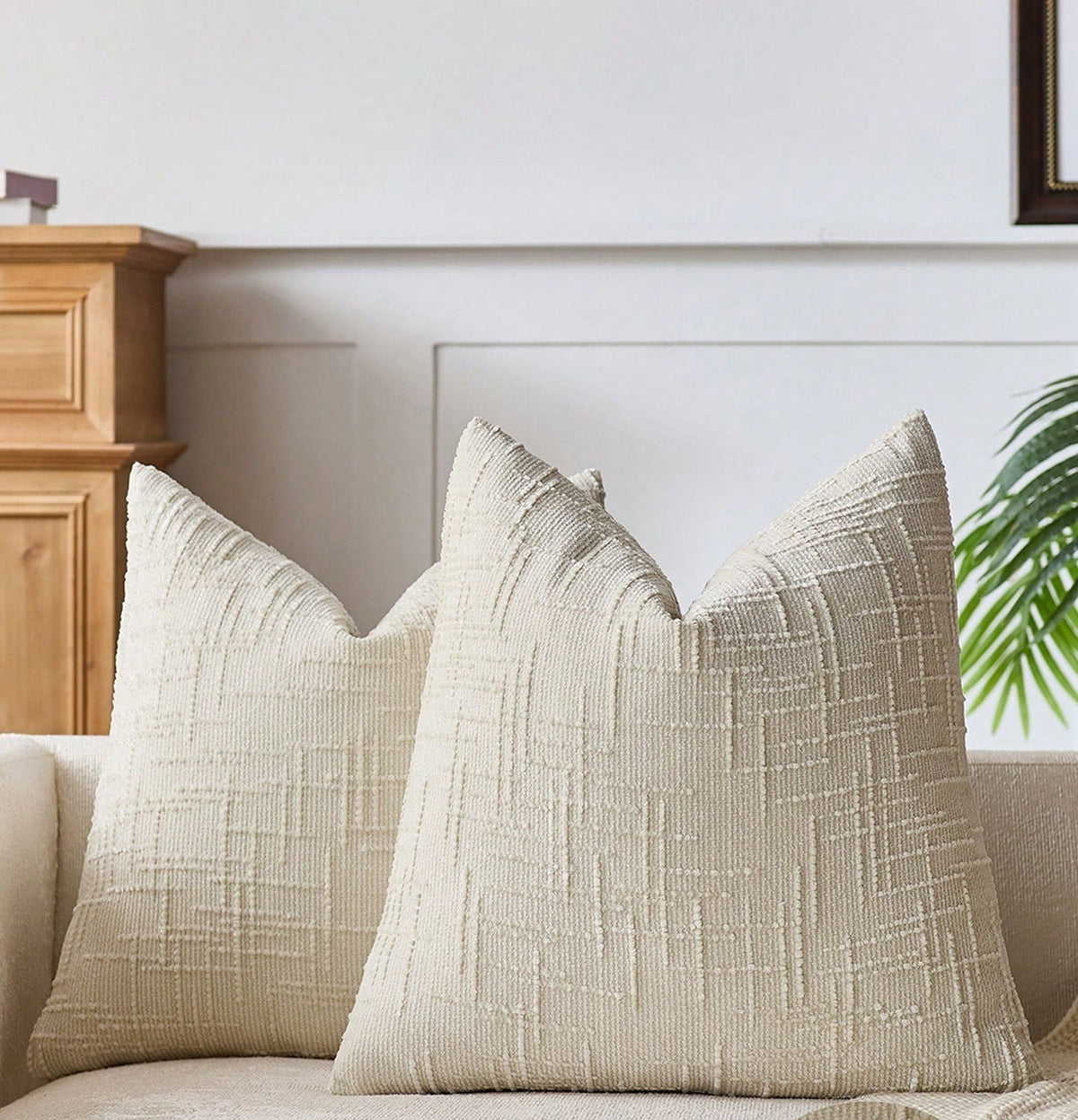 Chenille kussenhoezen Crème