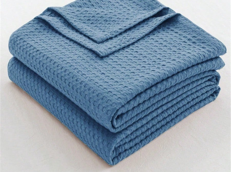 Katoenen wafeldeken Blauw