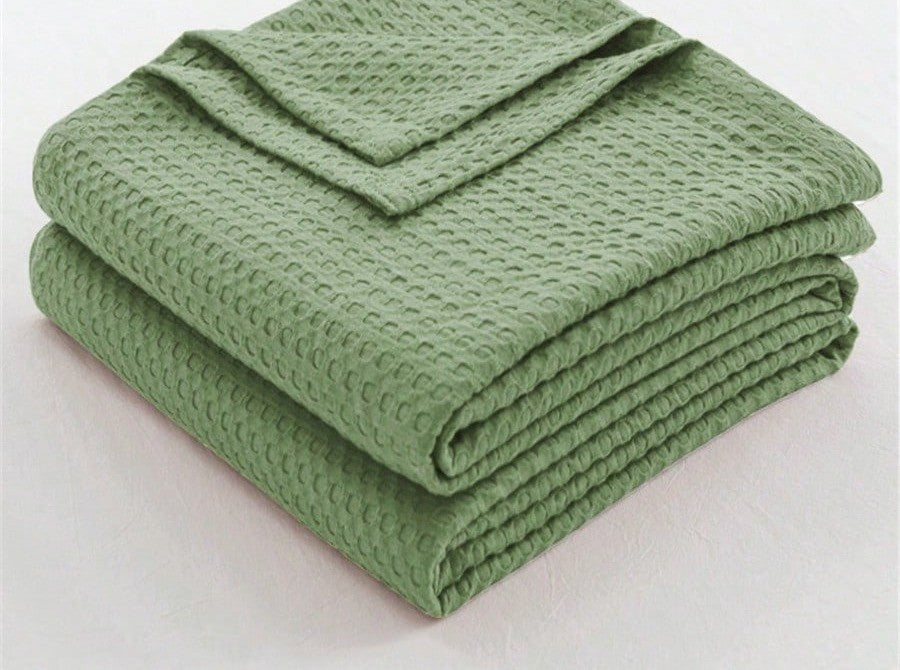 Katoenen wafeldeken Groen